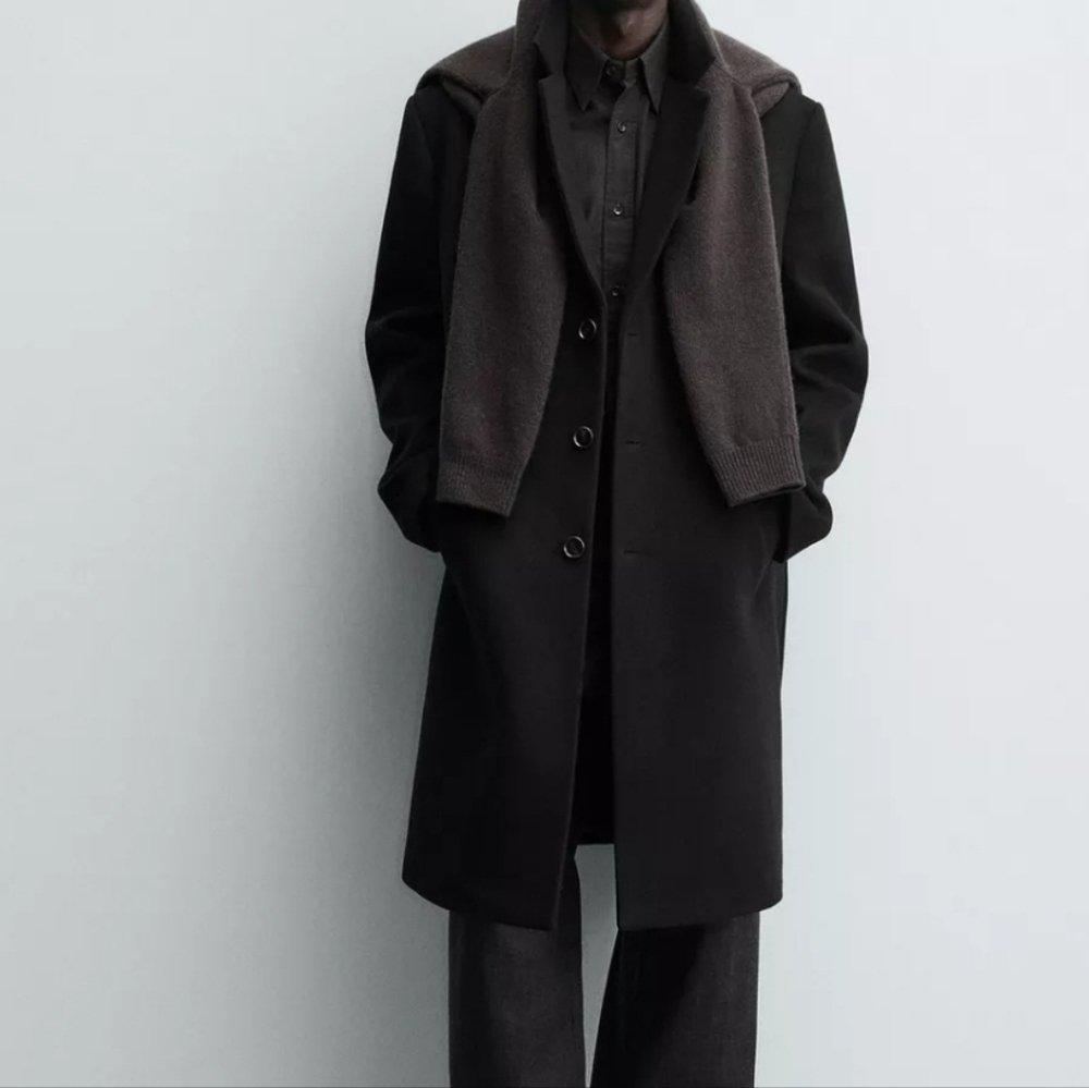 Zara Black 4 Way Coat Size XS Mid Length Pea Coat Overcoat Minimalist Preppy